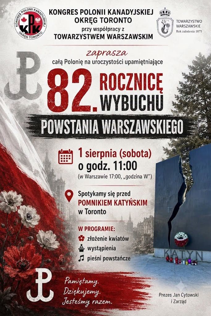 Toronto 82 rrocznica Powstania Warszawskiego