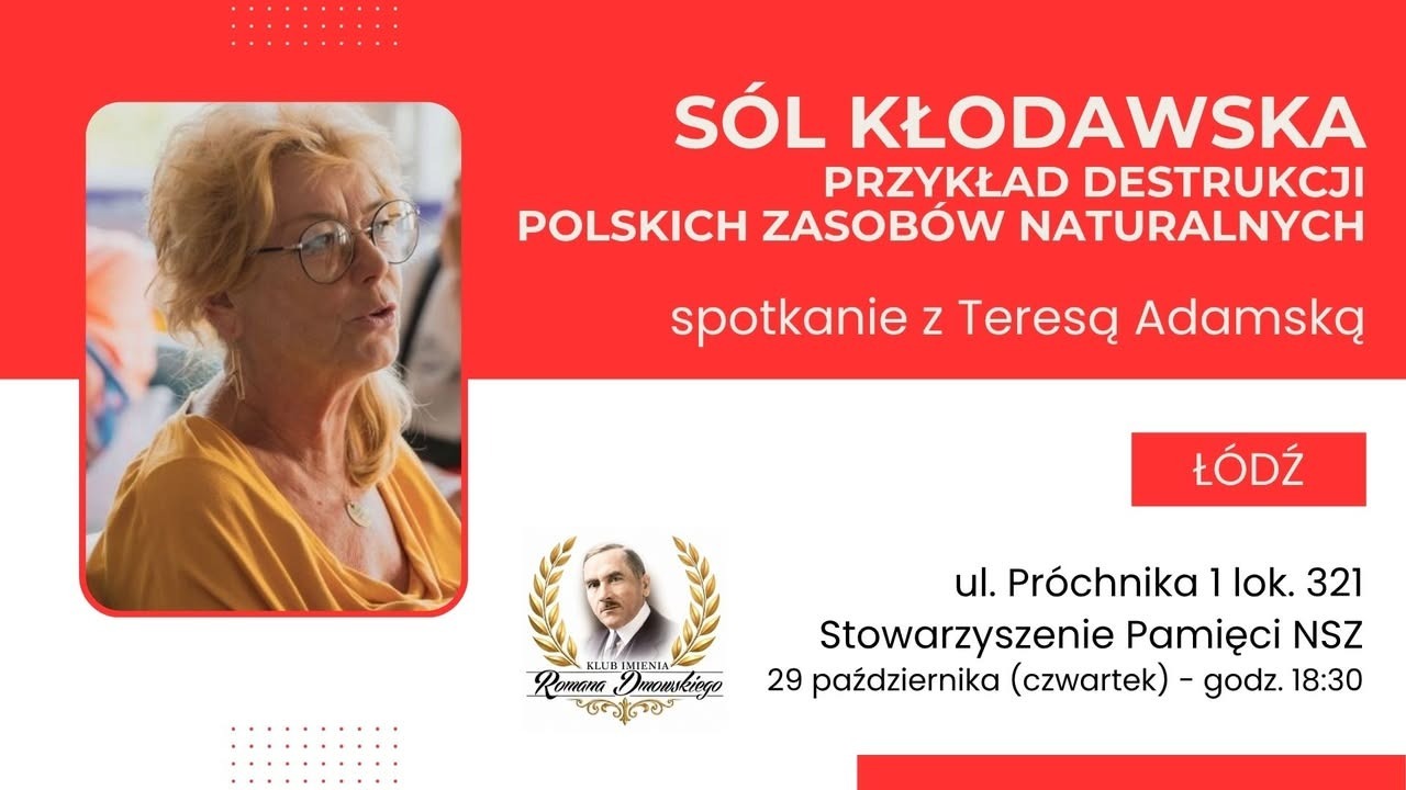 Plakat: Sól kłodawska – spotkanie z Teresą Adamską, Łódź
